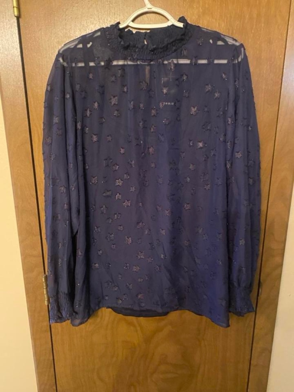 torrid Navy Star Embellished Sheer Long-Sleeve Top